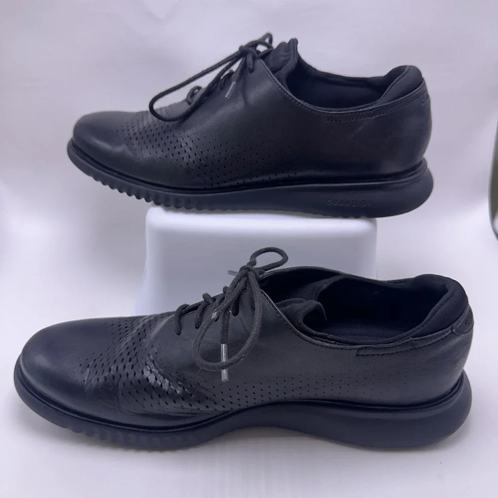 Cole Haan Men's 2.ZeroGrand Lined Laser Wingtip Oxford Black C23832 Size 12M